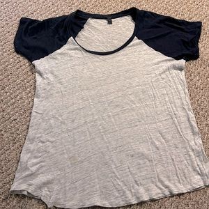 JCrew linen baseball tee navy and gray